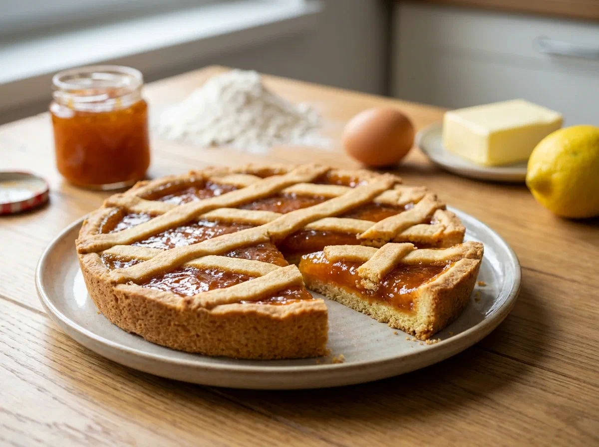 Crostata classica con marmellata e pasta frolla friabile