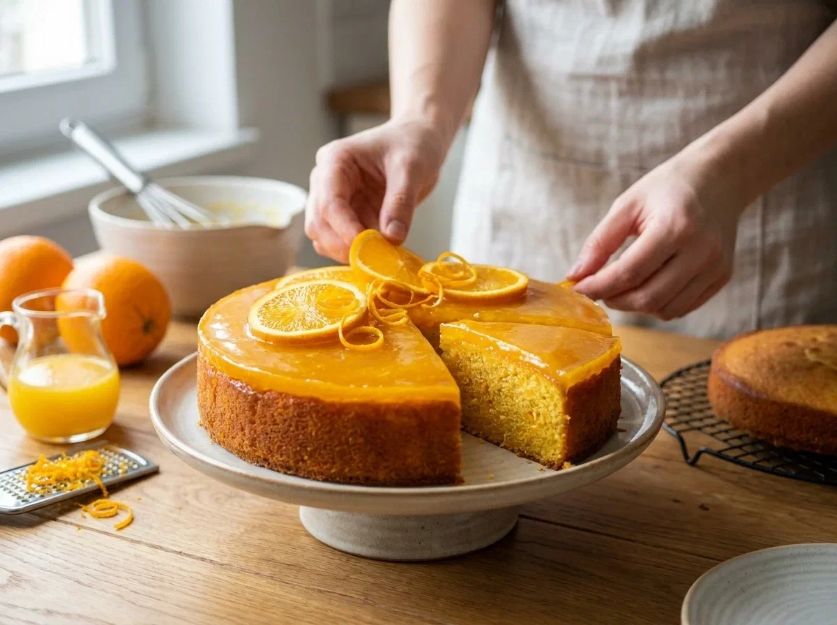 Torta con gelatina all'arancia, fresca e luminosa