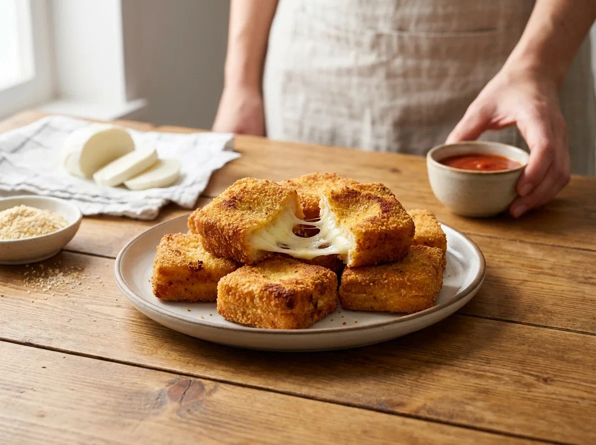 Mozzarella in carrozza finger food, croccante e filante