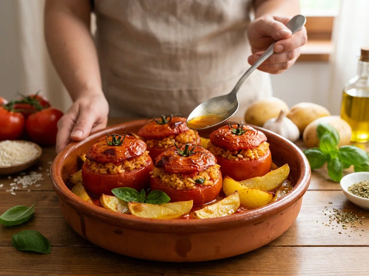 Pomodori ripieni di riso al forno alla romana