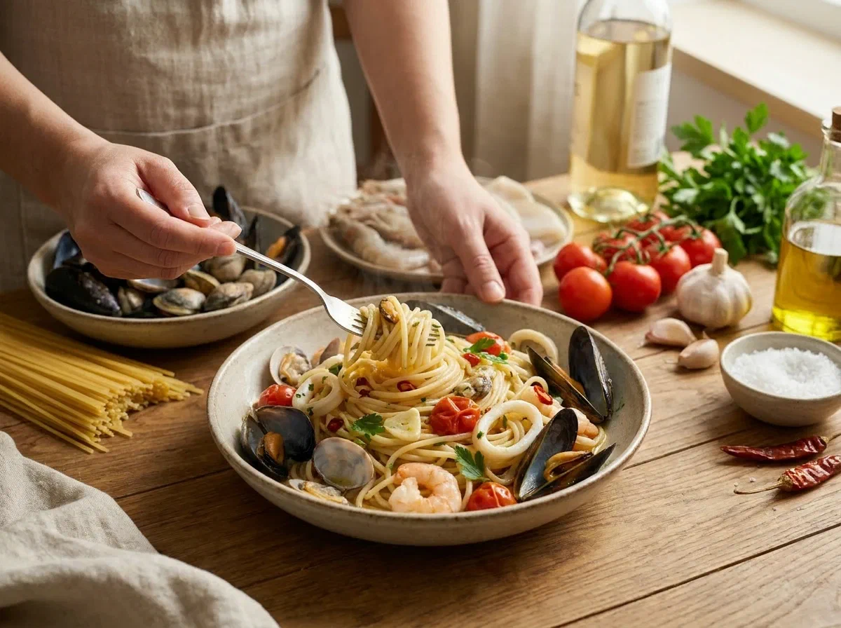Spaghetti allo scoglio con frutti di mare