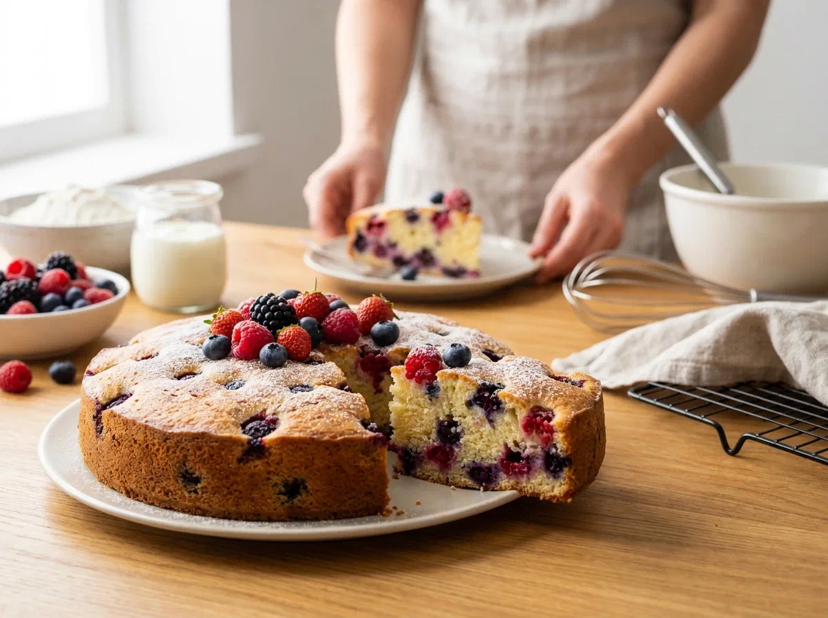 Torta soffice allo yogurt con frutti di bosco