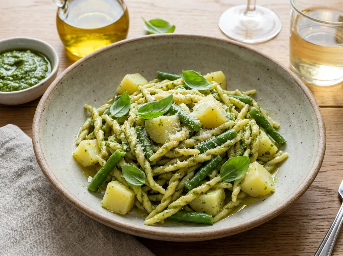 Trofie al pesto con patate e fagiolini