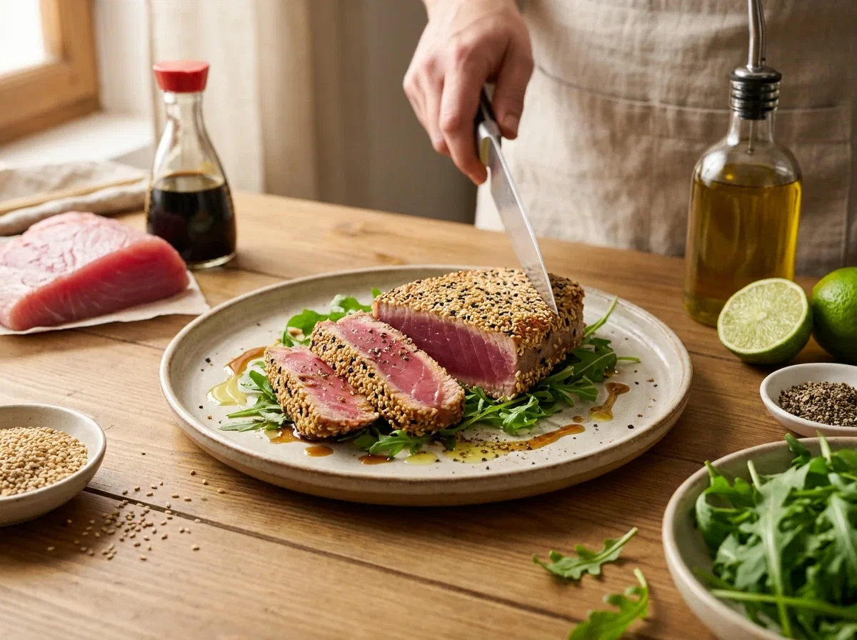 Tagliata di tonno scottato al sesamo