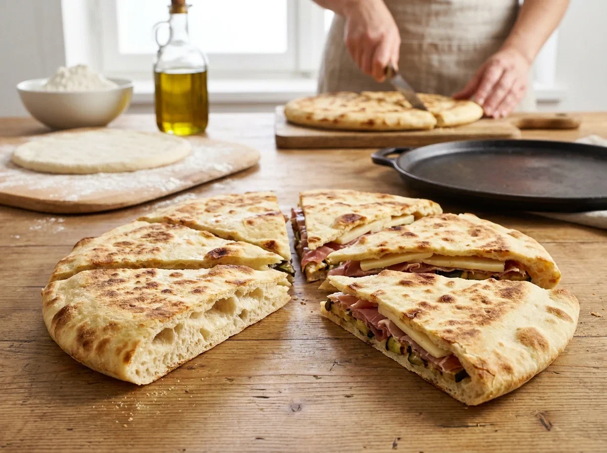 Torta al testo umbra, morbida e pronta da farcire